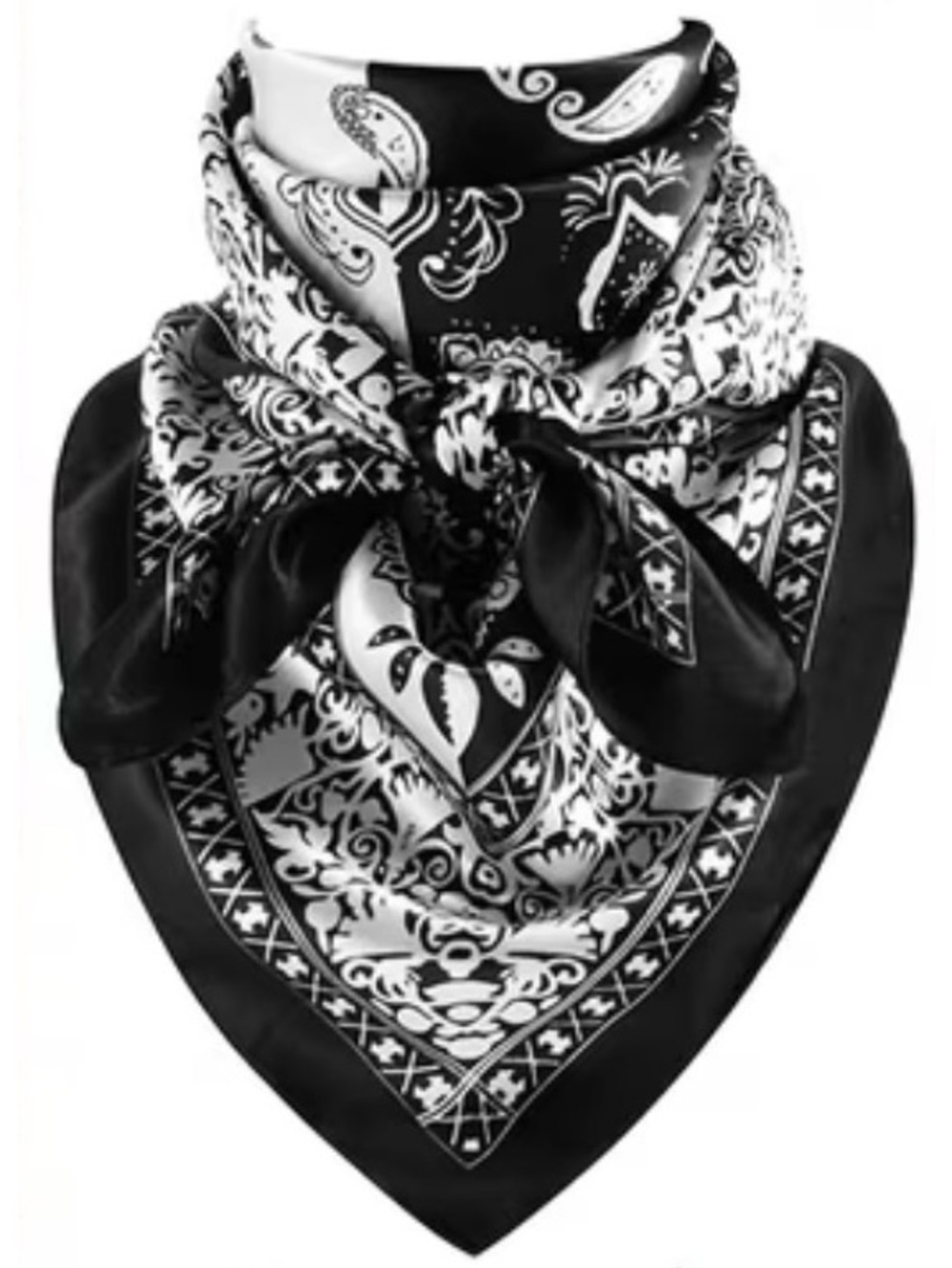 Paisley Square Scarf - Black, Silver, Brown & Navy Set of 4